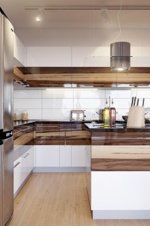 Brown and white modern kitchen