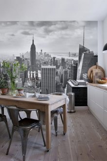Gray, white and brown in the interior of the kitchen