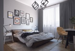 Loft style chandelier in the bedroom