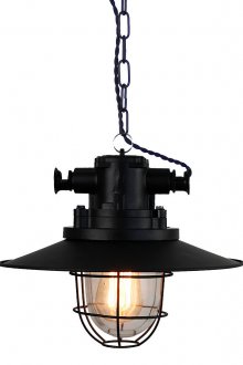 Черна лампа на верига в стил на таванско помещение