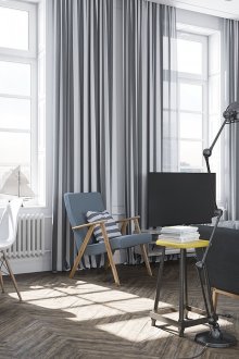 Vorhänge im skandinavischen Stil im Wohnzimmer