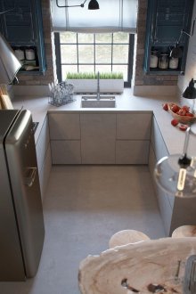 Gray U-shaped kitchen