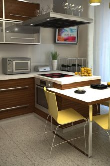 Yellow chairs in the interior of the kitchen