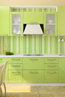 Зелена фасадна слушалка в кухнята