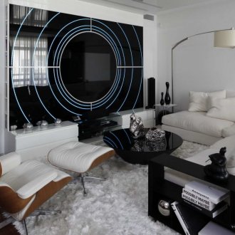 Високотехнологична подова лампа в хола