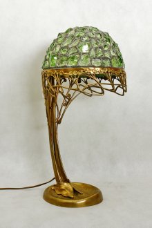 Лампа за маса Art Nouveau в зелено и зелено