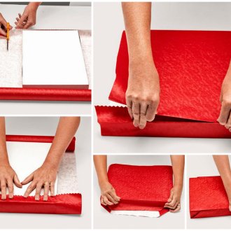 Опаковане на подарък в червена хартия