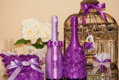 Hiasan botol yang cantik dengan kain ungu