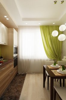 Бяло-зелени стени в кухнята