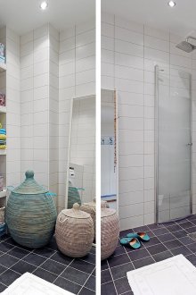 Bilik mandi hitam dan putih 6 m persegi