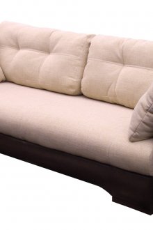 Бежово-кафяв диван евробук с тапицерия от кожа и плат