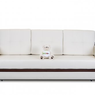 Кожен диван от бяло и кафяво