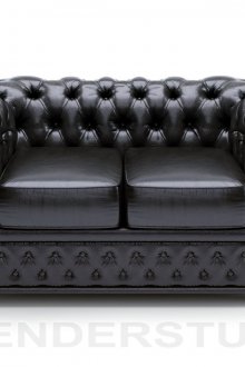블랙 체스터 가죽 더블 소파