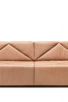 베이지 라지 가죽 소파