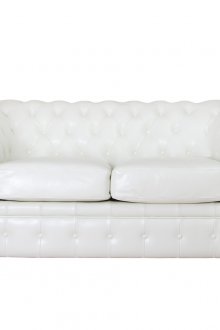 화이트 세련된 가죽 체스터 소파