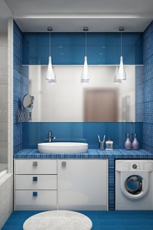 Bilik mandi putih dan biru