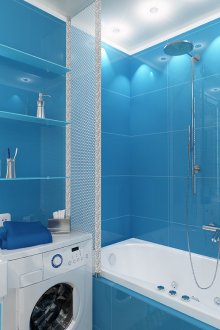 Reka bentuk bilik mandi biru dan putih