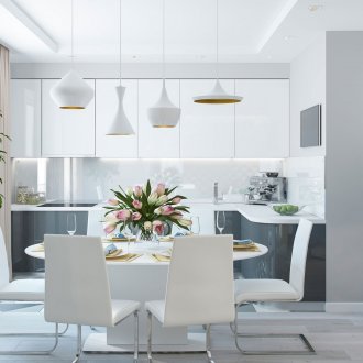 Черно-бял кухненски интериор