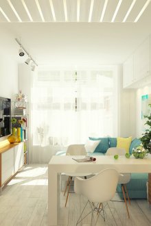 Kitchen-living room with peninsula