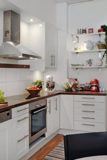 Brown and white kitchen