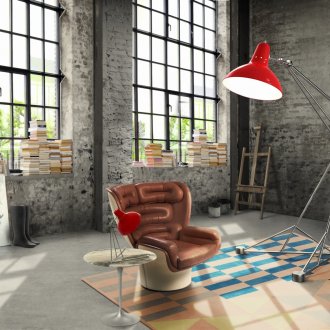 Подова лампа и настолна лампа в стил таванско помещение