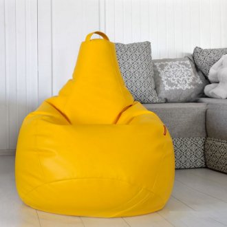 Стол от чанта с жълт боб с кожен калъф