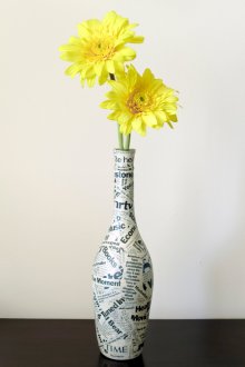 Бутилки за декупаж на вестници