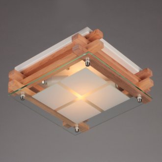 Повърхностно монтиран полилей от дърво, метал и стъкло