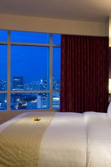 Burgundy beige bedroom