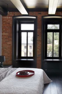 Brick wall in bedroom interior
