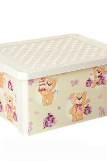 Бежов пластмасов контейнер за играчки в детската стая