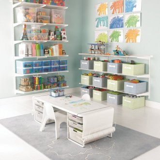 Голяма система за съхранение на играчки в детската стая