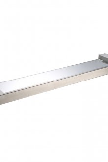 Стъклен и метален рафт в хай-тек стил за баня