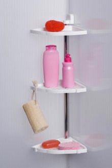 Ъглови пластмасови рафтове в банята