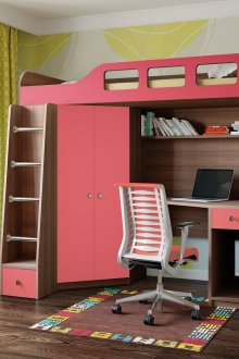 Розово и кафяво таванско легло