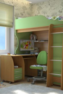 Кафяво-зелено таванско легло