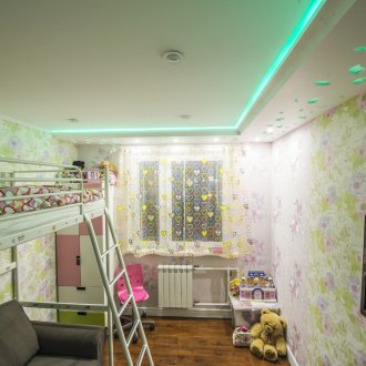 Таван на две нива с подсветка в детската стая