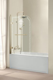 Corak cantik pada tirai kaca di bilik mandi