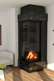 Черна декоративна ъглова камина