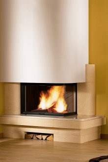 Ъглова правоъгълна камина