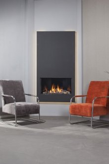 Ъглова камина в минималистичен хол