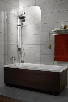 Tirai kaca dalam bilik mandi berwarna coklat-kelabu