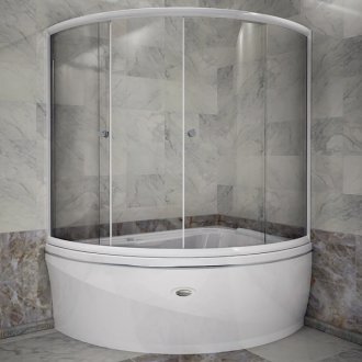 Tab mandi penjuru dengan langsir kaca gelongsor