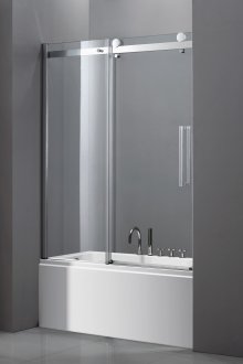 Tirai kaca gelongsor di bilik mandi dengan nada kelabu