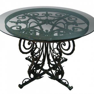 Луксозна кована маса със стъклен плот