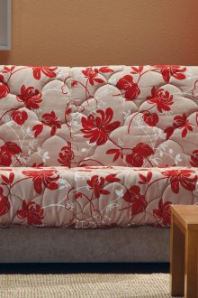 Sarung sofa merah jambu tanpa lengan