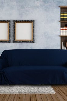 Perlindungan sofa biru gelap
