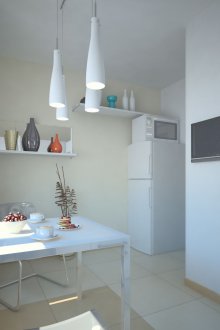 흰색과 베이지색 주방