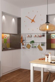 부엌의 베이지색과 흰색 가구