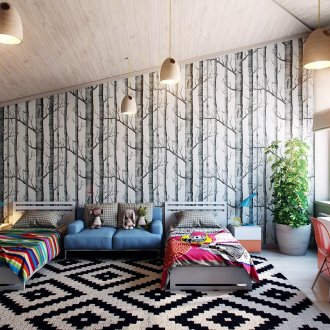 Черно-бял винил тапет в детска стая